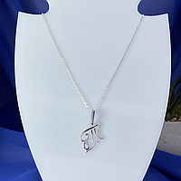 Серебряный женский кулон буква Т - женская подвеска из серебра 925 пробы