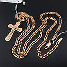 Позолочена срібна цепочка з хрестиком чоловіча. Срібний ланцюжок бісмарк в позолоті срібло 925. 50 см, фото 7