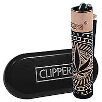 Зажигалка газовая подарочная Clipper Metal Leaves Premium Rose Gold