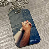 Армійський жетон металевий з фото вашої родини, кольорове зображення. Ланцюжок, бампер та скоба в подарунок. Є наложка, фото 5