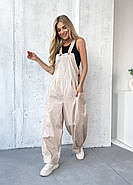 Літній вільний комбінезон брюк на лямках (р.56-58) полікоттон, фото 3