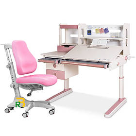 Дитячий письмовий стіл з полицями та ортопедичне крісло для дівчаток | Mealux Oxford Max + Match