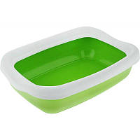 Туалет-лоток Бета 43*31*12 см Beta Small пластиковый с рамкой для кошек, цвет зелёный