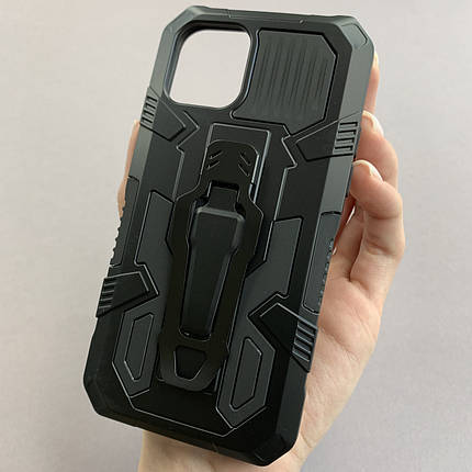 Чохол для iPhone 11 Pro броньований чохол із затискачем на телефон айфон 11 про чорний u7e, фото 1