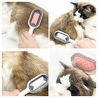 Щітка для сухого та вологово вичісування собак та котів Pet Gravity 4в1 Pet Grooming Comb для довгошерстих порід - рожева, фото 3