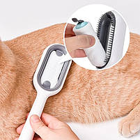 Щітка для сухого та вологово вичісування собак та котів Pet Gravity 4в1 Pet Grooming Comb для довгошерстих порід - рожева, фото 7