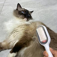 Щітка для сухого та вологово вичісування собак та котів Pet Gravity 4в1 Pet Grooming Comb для довгошерстих порід - рожева, фото 9