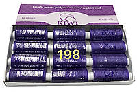 Нитка швейная Kiwi (Киви), полиэстровая 40/2 (400 ярдов) цвет фиолетовый №198 (коробка 12 шт)