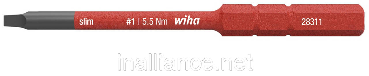 Біта чотиригранник 2.3 Robertson 1 SoftFinish electric slimBit Wiha 35510