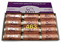 Нитки швейные Kiwi (Киви), полиэстер 40/2 (400 ярдов) цвет персиковый №463 (упаковка 12 шт)