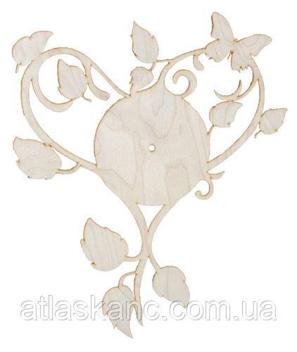 Основа для часов из фанеры 4 мм № 14 сердце с листьями 39 x 48 см AS-4563, фото 1