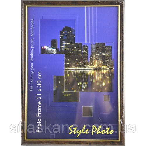 Фоторамка 21 х 30 см Темно-коричнева під дерево або мармур 10004, фото 1