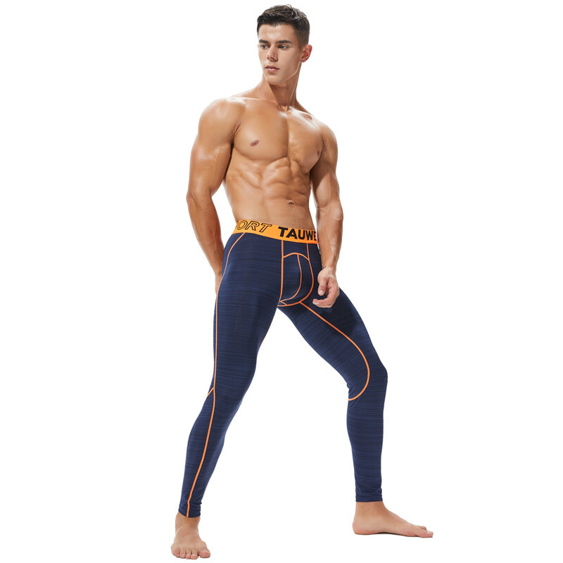 Чоловічі легінси Tauwell темно-сині з помаранчевим поясом, фото 1
