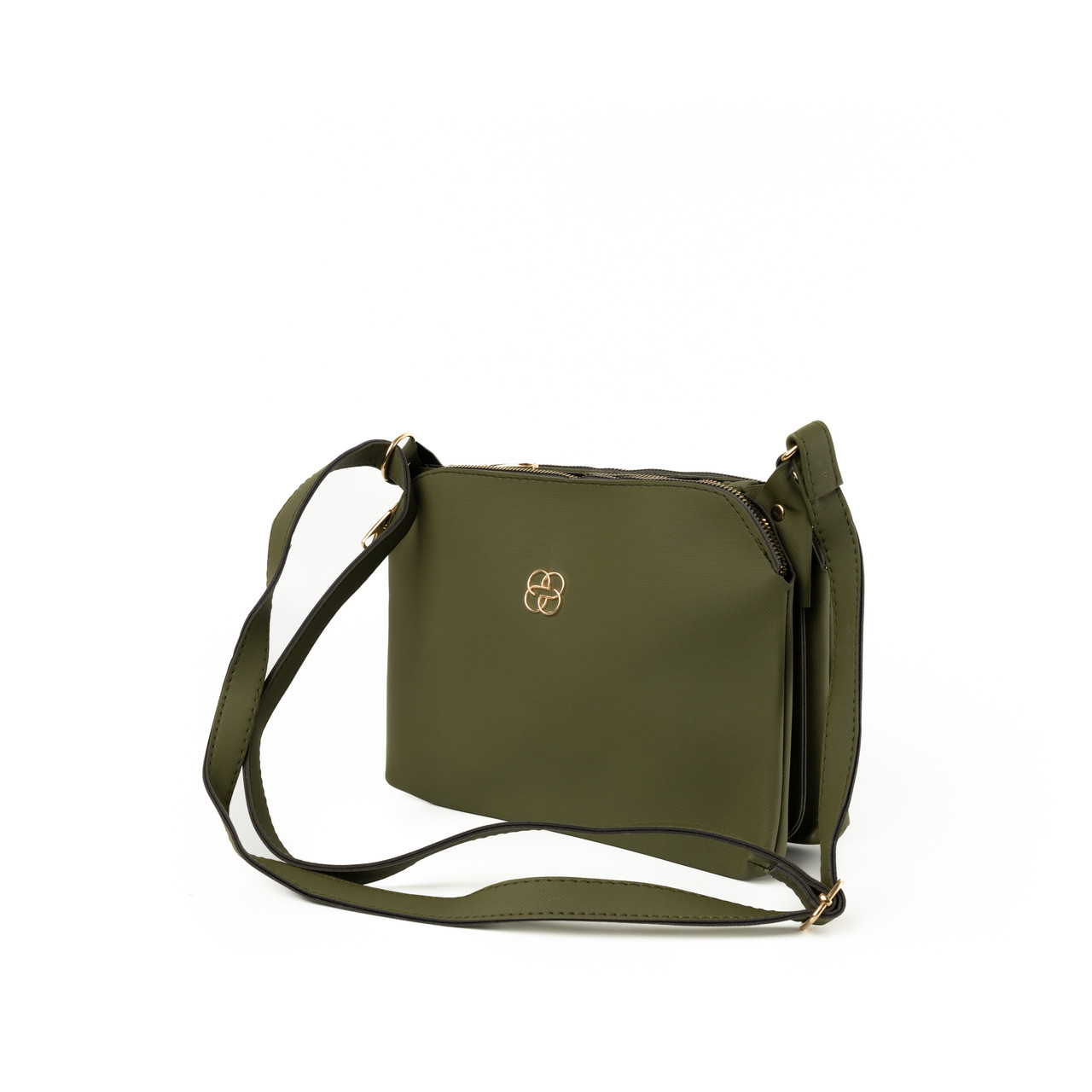 Сумка жіноча на блискавці через плече з регульованим ремінцем, жіночий клатч зі штучної шкіри, Хакі, фото 1