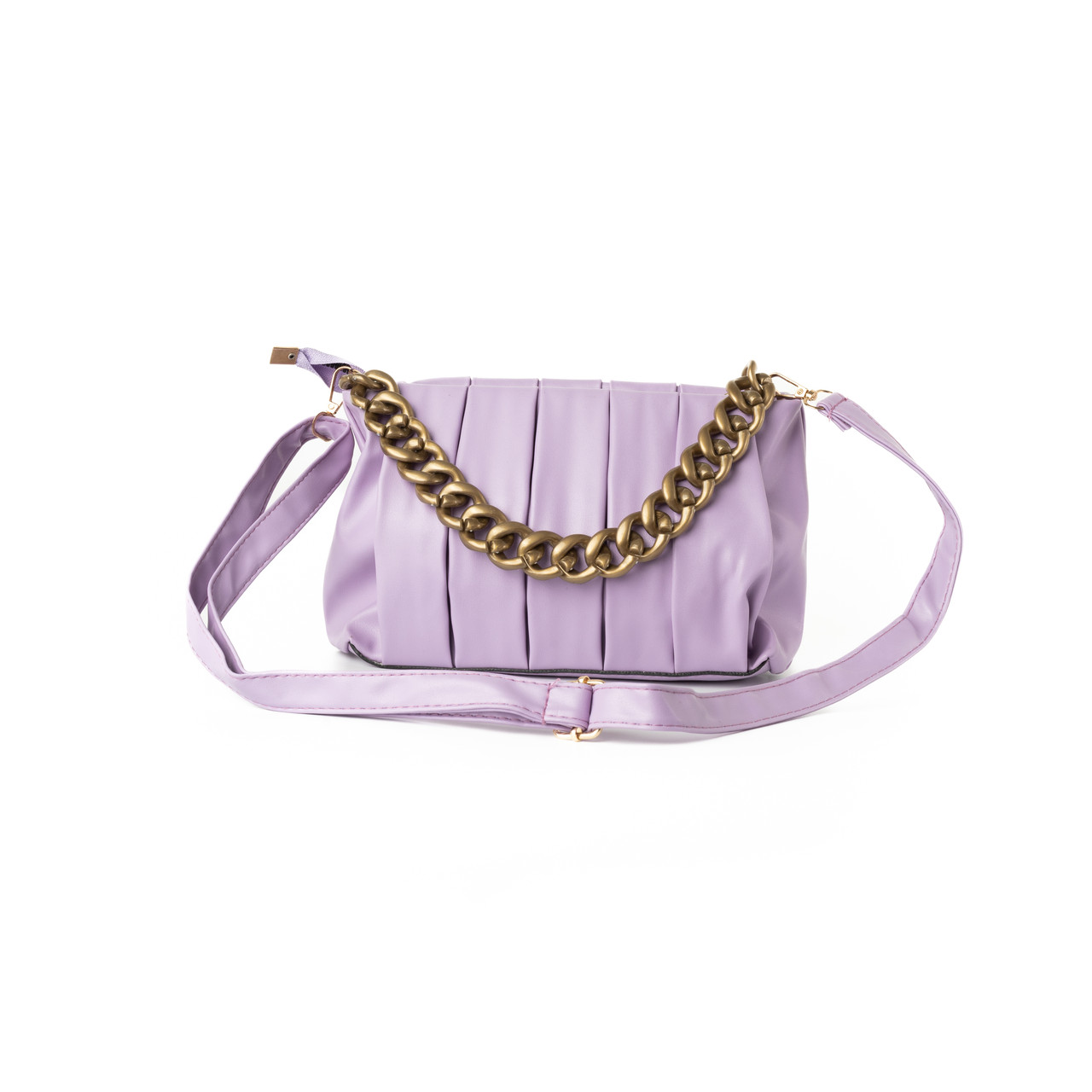 Сумка жіноча стильна літня через плече з ручкою ланцюжком та знімним регульованим ремінцем, Фіолетовий, фото 1