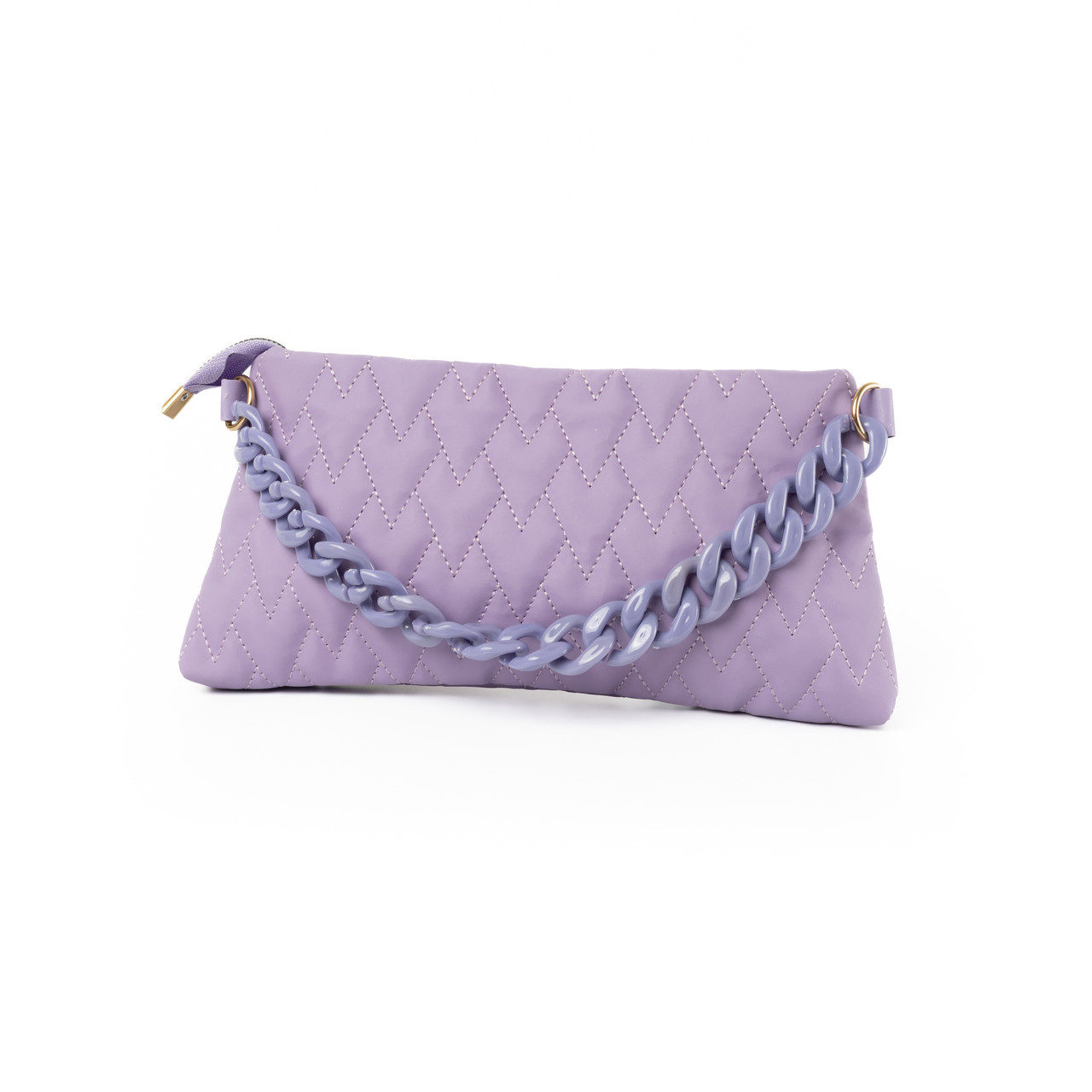 Сумка жіноча стильна, якісна гарна стьобана сумочка з ручкою-ланцюжком, жіночий клатч, Бузковий, фото 1