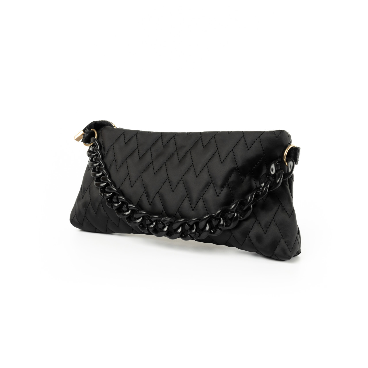 Сумка жіноча стильна, якісна гарна стьобана сумочка з ручкою-ланцюжком, жіночий клатч, Чорний, фото 1