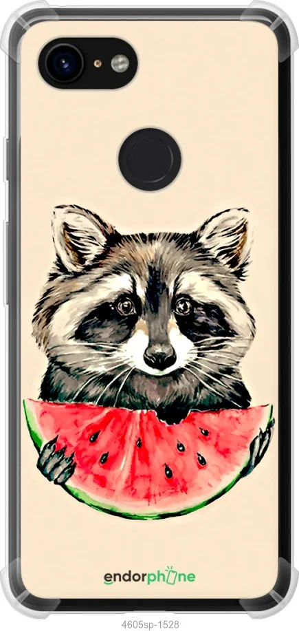 Чохол на Google Pixel 3 Єнотик з кавуном "4605sp-1528-1852"