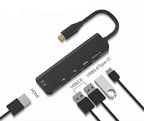 USB-хаб XoKo AC-550 8 в 1, Type-C to RJ45+HDMI+2xUSB 3.0+ TF,SD reader+ PD Type-C+ Type-C (XK-AC550-SL)