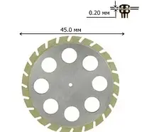 Диск стоматологический 45 мм алмаз толщина диска 0,20мм DFA 8 ОТВЕРСТИЙ мелкий алмаз Cb45D20