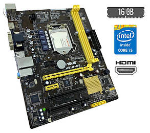 Комплект: Материнська плата Asus H81M-CT / Intel Core i5-4590S (4 ядра по 3.0 - 3.7 GHz) / 16 GB DDR3 / Intel HD Graphics 4600 /, фото 1