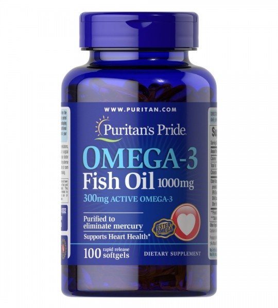 Риб'ячий жир Puritan's Pride OMEGA 3 FISH OIL 1000mg 100 капсул, фото 1
