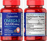 Риб'ячий жир Puritan's Pride OMEGA 3 FISH OIL 1000mg 100 капсул, фото 2