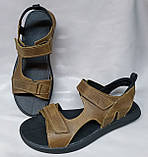 Denim чоловічі коричневі сандалі, босоніжки з натуральної шкіри (крейзі), сандалії універсальні, практичні., фото 2