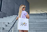 Сумка шопер жіноча із патріотичним принтом "Моє серце б'ється в ритмі ЗСУ" біла, фото 2