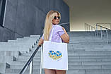 Сумка шопер жіноча із патріотичним принтом "Вірю і Люблю" біла, фото 2
