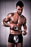 Розпродаж!!! Чоловічі шорти з блискучим гульфіком Passion 002 SHORT black S/M, Черный - PSM0022