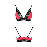 Еластичний топ з мереживом Passion PS001 TOP L, red-black - SO4183, фото 4