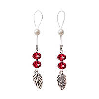 Прикраси з намистинами та листочком для сосків Art of Sex – Nipple Jewelry Leaf, червоні - SO5396