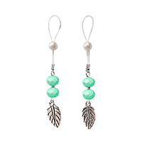 Прикраси з намистинами та листочком для сосків Art of Sex – Nipple Jewelry Leaf, м’ятні - SO5397