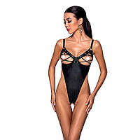 Боді з екошкіри Passion CELINE BODY XXL/XXXL, black, з доступом, відкритий - SO6405