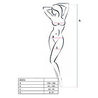 Бодістокінг Passion BS051 black, комбінезон, імітація панчох і боді, Черный - PBS051B