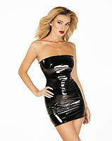 Сукня лакована чорна "Спокусниця Марго" XXXL, блискавка на всю довжину позаду - SO6976