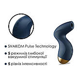 Вакуумний кліторальний стимулятор Svakom Pulse Pure Navy Blue, 5 режимів, 5 інтенсивностей у кожному - SO6994, фото 3