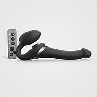 Безремінний вібрострапон з вакуумною стимуляцією Strap-On-Me MULTI ORGASM Black S, регульований - SO6821