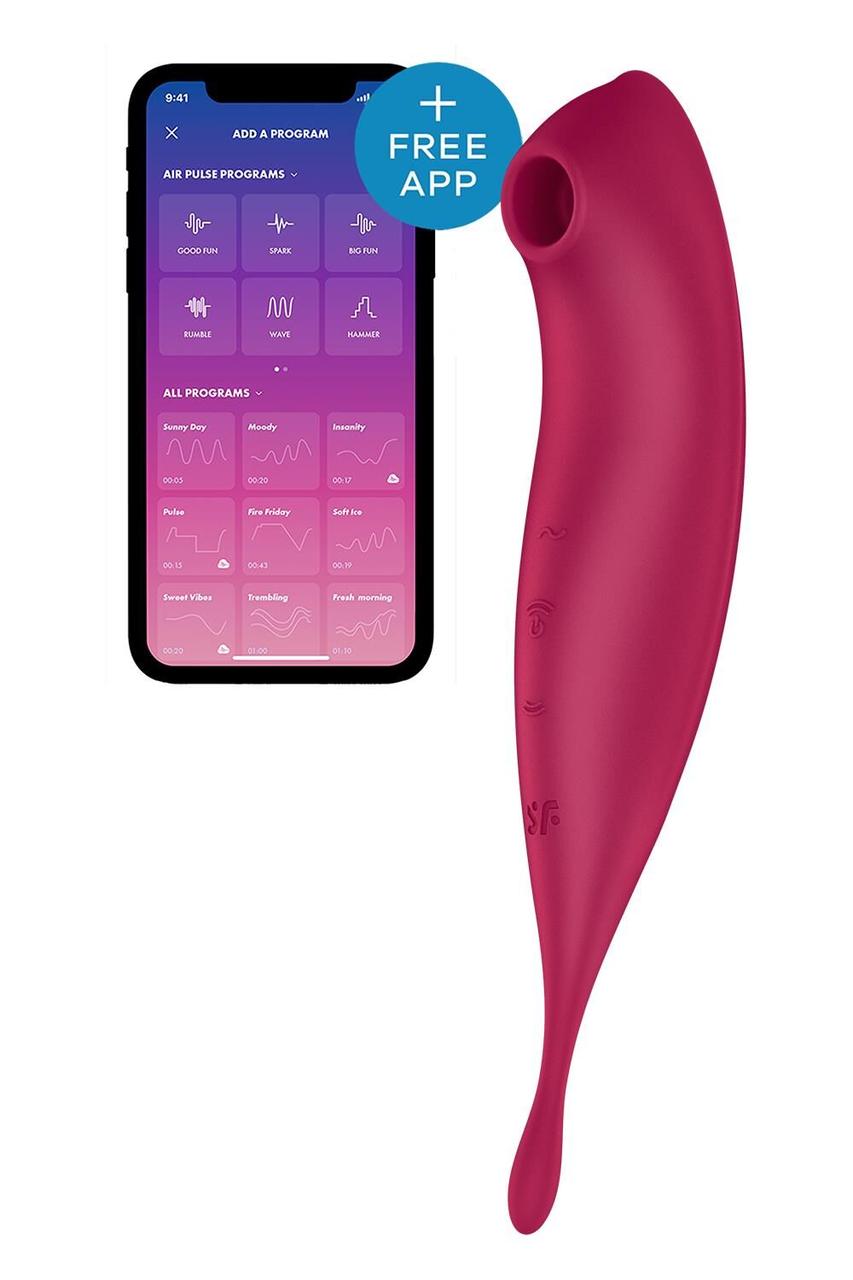 Смарт-вібратор для клітора з вакуумною стимуляцією Satisfyer Twirling Pro+ dark red - SO6715, фото 1
