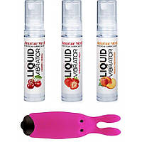 Набір з 3-х смаків стимулювального лубриканта Amoreane Med (3х10мл) та віброкулі Adrien Lastic Pink - SO3838