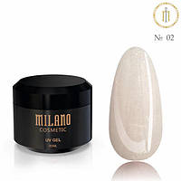 Гель №02 із шиммером Shimmer Builder Gel Milano, 30 мл