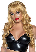 Вьющийся парик с косой Leg Avenue Long curly bang wig with braid, натуральный блонд, 66 см - SO7941