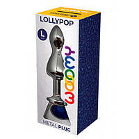 Металева анальна пробка Wooomy Lollypop Double Ball Metal Plug Blue L діаметр 3,5 см, довжина 10,5см - SO7419