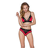 Еластичний топ з мереживом Passion PS001 TOP L, red-black - SO4183, фото 2