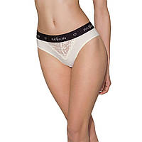 Трусики з широкою гумкою і мереживом Passion PS001 PANTIES L, ecru - SO4163