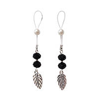 Прикраси з намистинами та листочком для сосків Art of Sex – Nipple Jewelry Leaf, чорні - SO5145