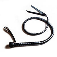 Батіг з рукояттю, натуральна шкіра, колір чорний, довжина - 120 см - SO5178