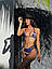 Гарний роздільний купальник-трійка з накидкою бікіні шторки, розмір S, M, L, XL, колір синій, фото 2