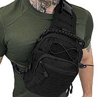 Тактическая нагрудная сумка paracord/ Мужская сумка через плечо для военных/ Армейская нагрудная сумка/Черная